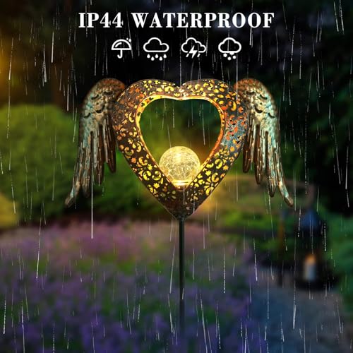 LEDs Solar Heart Stake Lights for Garden Metal Warm White, Memorial Gift - Perfect as Remembrance & Sympathy Gifts (Heart-Bronze) - style: Heart