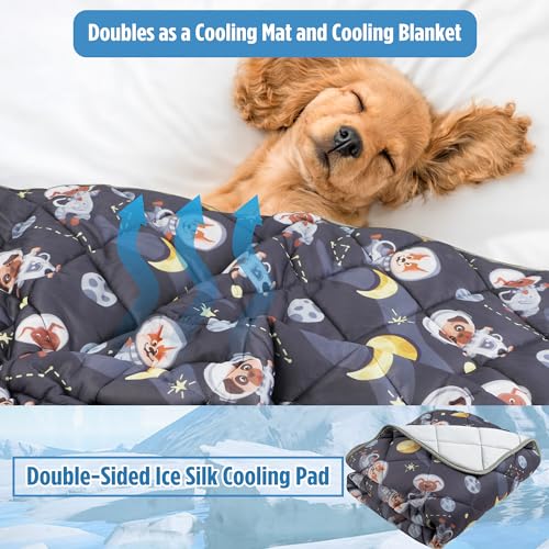 Paw Legend Cool Dog Mat for Dogs & Cats - Summertime Pet Cooling Mat & Blanket, Washable Fabric, X-Large - color: Cartoon, size: X-Large(55x80")