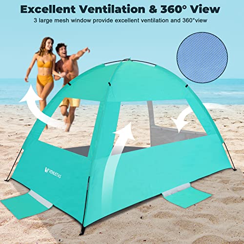 Venustas Beach Tent Sun Shelter for 3/4/6/8 Person, UPF 50+ UV Protection Beach Canopy, Lightweight and Easy Setup Cabana, Portable Shade Tent - color: Crystal Mint, size: 6 Person