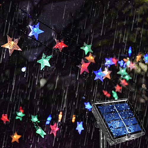 50ft 120LED Solar String Fairy Lights Outdoor,Waterproof Star Twinkle Decorative Lights for Garden,Patio Post,Deck,Canopy,Gazebo,Porch,Pergola,Balcony,Backyard Fence,Party Decor,Multicolored - color: Multicolor