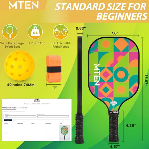 Pickleball Paddles Set of 2 or 4, or Single Paddle – USAPA Approved Fiberglass Surface Pickleball Rackets Set for Men & Women - color: Green Black*4