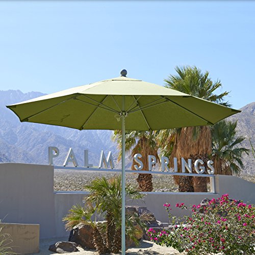 California Umbrella 9' Round Aluminum/Fiberglass Umbrella, Push Open, Silver Pole, Olefin Terrace Adobe - color: Terrace Adobe