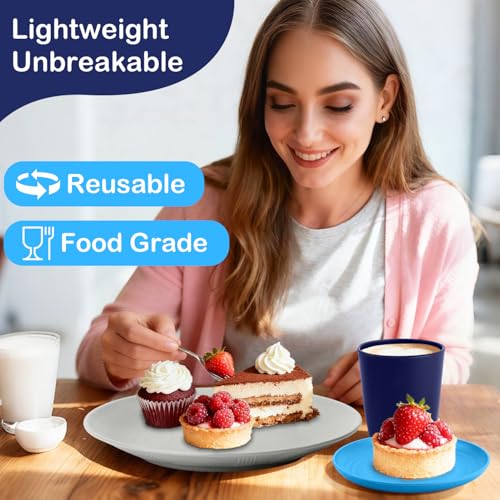 Dinnerware Set 40 PCS Wheat Straw Dishes Set - Service for 8 Unbreakable Plastic Dish Set Microwave Safe Plates and Bowls Sets Lightweight Cups Sets Outdoor Dishes - Island Colors - color: Island Series, size: 40 PCS