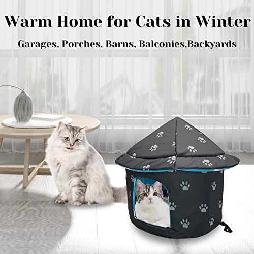 Fhiny Stray Cats Shelter, Waterproof Outdoor Cat Dog House Foldable Warm Pet Cave for Winter Yurt Wild Animal Tent Bed Anti-Slip Kitten Cave Hut for Feral Kitty Puppy Weatherproof - size: Medium