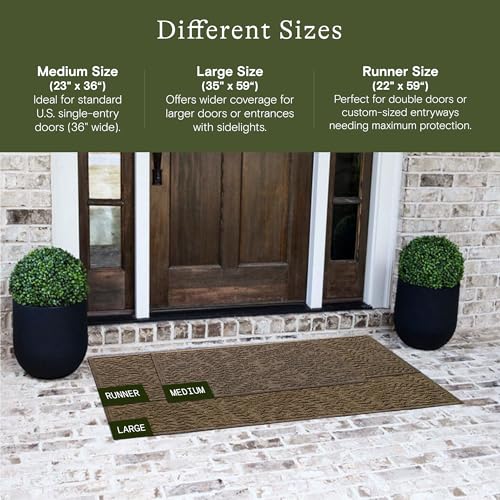 WaterHog Boxwood Front Door Mat Indoor Outdoor Entrance, Absorbent All-Weather Doormat with Non-Slip Rubber Backing, Dirt & Moisture Trapper, Low Profile & Easy Clean, Made in USA, 23"x36" Camel - color: Khaki/Camel, size: Medium 23"x36" (2'x3')