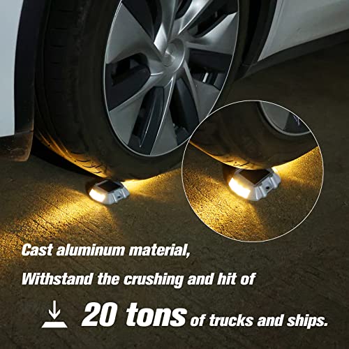 VOLISUN Solar Deck Lights Driveway Dock Lights, 8-Pack Led IP68 Waterproof Outdoor Warning Step Lights for Driveway Sidewalk Garden Pathway Yard(Warm White, Auto On/Off - color: Warm White, size: 8 Pack