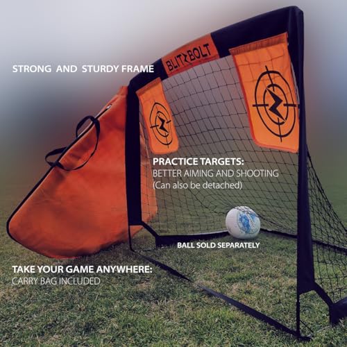 Pop-Up Soccer Goal 4x3 ft (120x90 cm) – Portable, Durable, Easy Setup, Perfect for Kids and Adults Soccer Training and Games. Ideal for The Beach, Your Home and The Backyard. Great Gift.