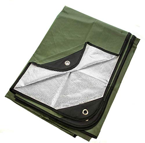 Arcturus Insulated Tarp, Reusable Heavy Duty Thermal Survival Blanket – 60x82in, Reflects 90% Body Heat, Waterproof, Windproof, 3-Layer Design, Reinforced Grommets, Olive Green - color: Olive Green