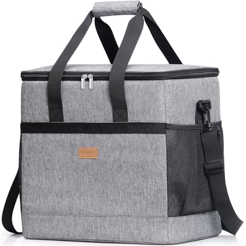 Lifewit Cooler Bag 30/50/60 Cans Collapsible and Insulated Large Lunch Bag Leakproof Soft Cooler Portable Tote for Camping/BBQ/Family Outdoor Activities - color: Gray, size: 60-Can(40L)