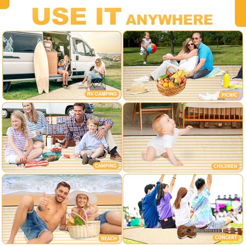 G GOOD GAIN Picnic Blankets Waterproof - Extra Large Outdoor Blanket Sand Free Foldable with Carry Strap for Beach, Camping, Park Grass, Hiking, Travel, Concerts, Indoor(Bumblebee) - color: Bumblebee Yellow