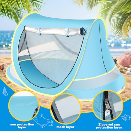 Baby Beach Tent, Pop Up Toddler Travel Bed for Boys or Girls, Sun Shade for Toddler Camping, Infant Portable Sun Shade, Summer Beach Baby - style: Blue Baby Tent
