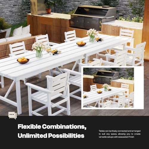 Outdoor HDPE Dining Set 5 Pieces, Patio Table with Umbrella Hole and 4 Chairs, All Weather Patio Furniture for Lawn, Garden, Backyard, Deck, Poolside, Heavy Duty Outdoor Dining Table and Chairs, White - color: White, size: 5-Piece (1 Table + 4 Chairs)