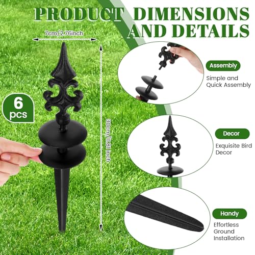 Zonon 6 Packs 12 Inch Garden Hose Guide Stake Heavy Duty Cast Iron Hose Guides Spike Decorative Garden Stakes Protector for Lawn Yard - Keeping Hoses Away from Flower Beds(Classic Style) - style: Classic Style