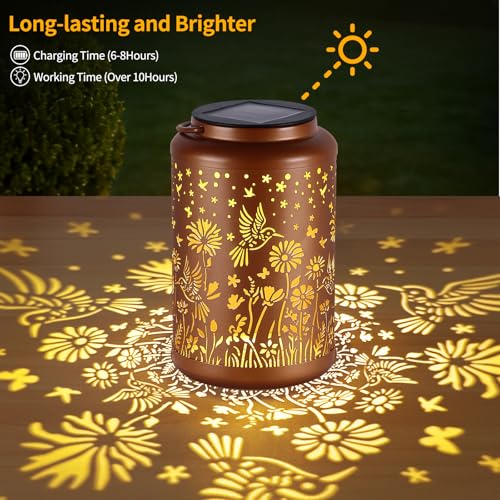 Mothers Day Gifts for Mom Solar Lanterns Outdoor Waterproof Hummingbird Solar Lights Outdoor Waterproof for Garden, Birthday Gifts for Women Mom Grandma, Garden Lights for Backyard Patio Decor