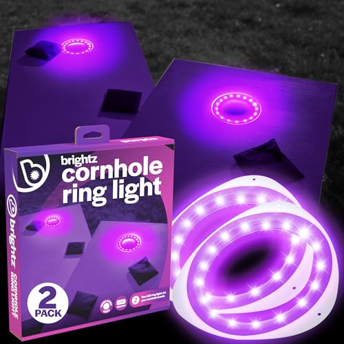 Brightz LED Cornhole Board Ring Lights, 2-Pack - 48-Hour Battery Life - Illuminate Your Game with Dazzling Glows and Ultimate Style for Non-Stop Evening Fun and Excitement (Includes Hole Lights Only) - color: Purple