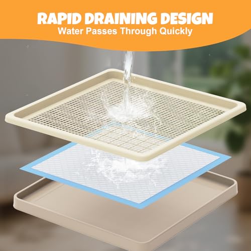 Dog Pee Pad Holder for Small and Medium Dogs, Two-Layer Mesh Dog Potty Tray, Indoor Puppy Pad Holder for Potty Training, Gentle on Paws, Easy-Clean Leak-Resistant Fits 22 × 22 Inches Pee Pads