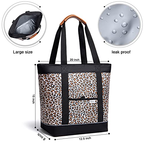 Insulated Cooler Bag Reusable Grocery Tote Bags Transport Large Lunch Box for Women - color: Leoaprds