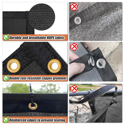 KANAGAWA 4ft x 50ft Privacy Screen Fence, 90% Blockage Heavy Duty 175 GSM Fencing Mesh Net Cover for Outdoor Wall Garden Yard Backyard 80 Cable Zip Ties Included Black - color: Black, size: 0 4' x 50'