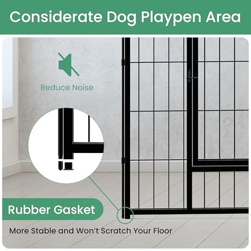 Simple Deluxe Dog Playpen, 40" Height 16 Panels Fence with Anti-Rust Coating, Metal Heavy Portable Foldable Dog Pen for Medium/Large Dogs RV Camping, Black - color: Black, size: 16 Panels 40 inch, style: Metal