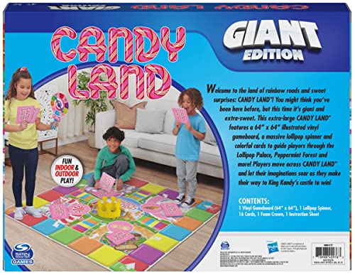 Spin Master Games, Candy Land Giant Edition, Preschool Game for Indoor & Outdoor Fun with Big Oversized Board, for Family and Kids, 2-4 Players, Ages 4 & Up - style: Spin Master Games