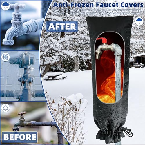Outdoor Faucet Covers for Winter Freeze Protection 2 Pack Reusable Garden Faucet Cover Socks for Various Faucet Water Spigot Pipe Hose Bib,Waterproof Insulated Anti-Freeze Covers-XL - style: Reflective Velcro and Drawstring