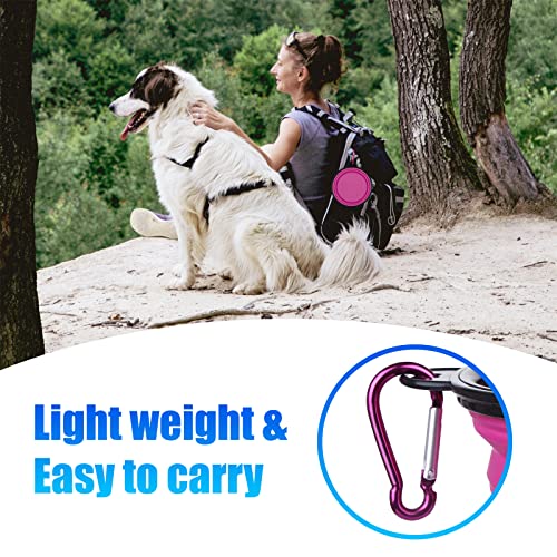 Dog Bowl Pet Collapsible Bowls, 2 Pack Collapsible Dog Water Bowls for Cats Dogs, Portable Pet Feeding Watering Dish for Walking Parking Traveling with 2 Carabiners (Small, Pink+Purple) - color: Pink+Purple, size: Small