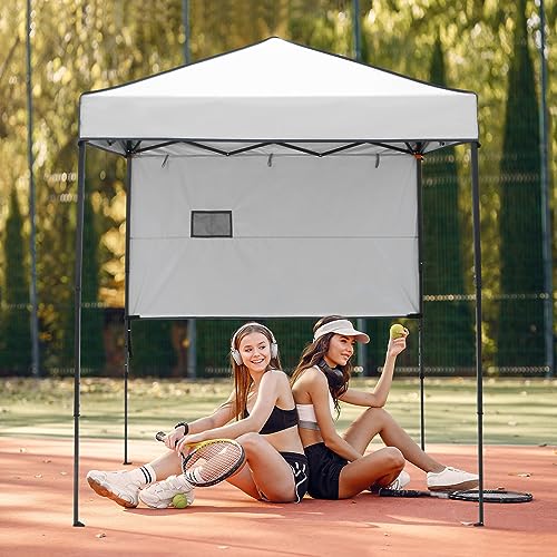 EAGLE PEAK 6x4 Instant Pop Up Canopy Tent with 1 Half Wall Panel, Straight Leg Sun Shelter, Portable Canopy with Carry Bag for Camping, Beach & Sports, White - color: White, size: Half Wall