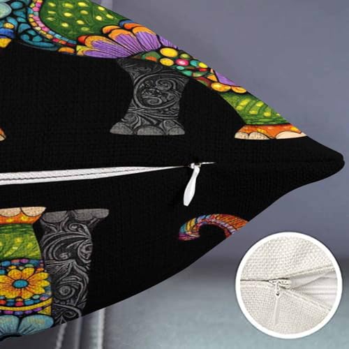 Smooffly Mandala Floral Elephant Waist Lumbar Cotton Linen Throw Pillow case Cushion Cover for Sofa Home Decorative Oblong 12x20 Inches - color: Swn15