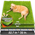 Hompet Dog Grass Pad with Tray Large, 52.7"x35", 2 Reusable Artificial Turf for Dogs Potty, Waterproof Non-Slip Washable Pee Pads, Quickly Absorbency Portable Dog Litter Box for Indoor/Outdoor Use - size: 52.7 x 35"