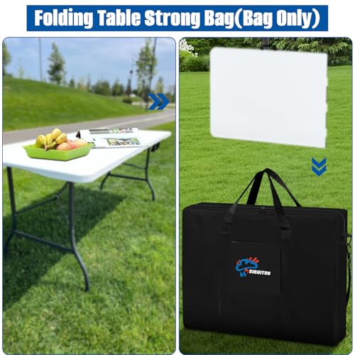 SIRUITON Folding Table Storage Bag, Portable 600D WaterProof Carry Bag for Folding Picnic/Camp Tables with Reinforcing Plate & Shoulder Strap, 25" D x 25" W x4.7 H Fits 4FT Folding Tables（bag only） - size: 4ft Folding Table Bag