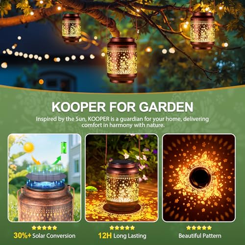 KOOPER 2 Pack Solar Lanterns Outdoor Waterproof Mothers Day Gifts for Women Mom Grandma, Metal Butterfly and Rose Hanging Solar Lantern Outdoor, 2 Modes Outdoor Decoration for Yard, Patio, Garden - size: Bronze, style: Butterflies