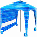 Beach Cabana Canopy Shelter – Sun Shade Tent – 6’ X 6’ - UPF 50+ - Waterproof - Easy Setup – 2 Layer Wind Vent Umbrella – 6 Ft X 6 Ft – BONUS sidewall – Beach, Lake, Park for Family - 2 to 4 People
