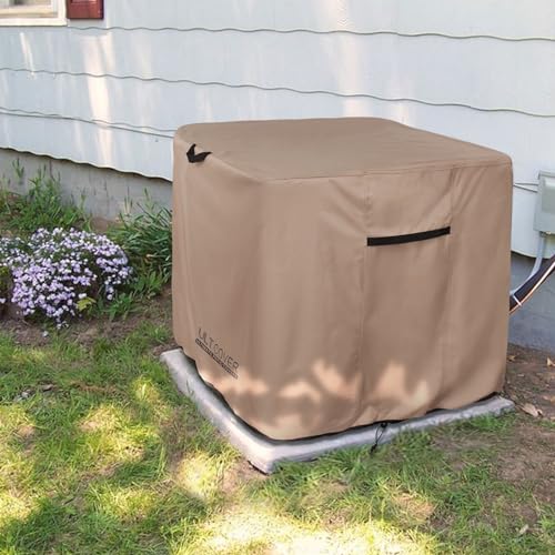 ULTCOVER Waterproof Square Air Conditioner Cover for Outside AC Units Size Upto 34W x 34D x 32H inch - color: Brown, size: 34x34x32 inch