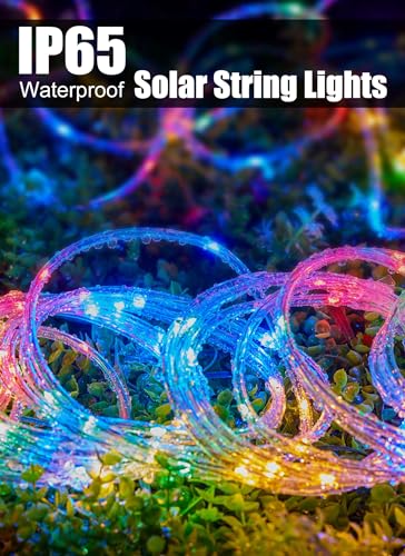 Brightown Solar Rope Lights, 2-Pack 39FT 100LED IP65 Waterproof Solar Outdoor Lights, Solar Powered Fairy Lights with 8 Lighting Modes for Party Garden Yard Home Holiday Tree Decoration, Multicolor - color: Multicolor, size: 100 LED 2PACK