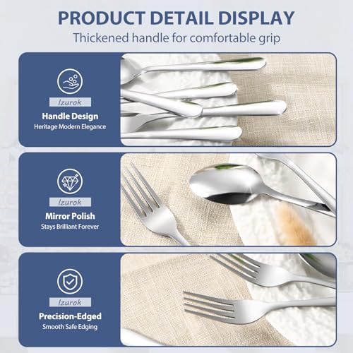 32-Piece Forks and Spoons Set, Premium Stainless Steel Silverware, Mirror Polished & Dishwasher Safe, Food Grade Cutlery Set for Home, Kitchen, Restaurant, Party Use（16 Forks and 16 Spoons） - size: 32PCS