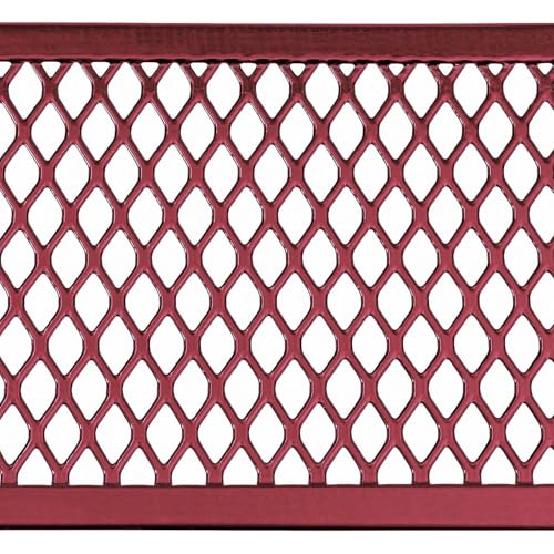 Global Industrial 6’L Rectangular Picnic Table, Expanded Metal, Red Thermoplastic Coating, Attached Benches, 1-1/2” Umbrella Pole Hole, Outdoor-Rated, 1000 lb Capacity, 72” x 30” Tabletop - color: Red