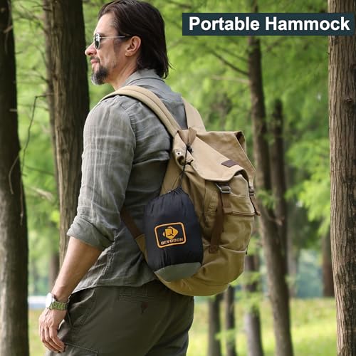 Camping Hammock with Net,Portable Lightweight Double Hammocks with Tree Straps and Solid D-Shape Carabiners,Parachute Nylon Hammock for Backpacking Beach Backyard Patio Hiking Black&Grey - color: Black & Grey, size: X-Large