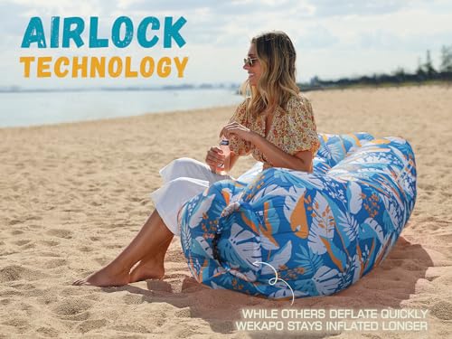 WEKAPO Inflatable Couch Air Lounger Chair - Camping & Beach Accessories, Portable Blow up Sofa for Hiking, Lawn, Indoor/Outdoor Movies & Music Festivals. Lightweight and Easy to Set Up Air Hammock - color: Honey Twilight Leaf