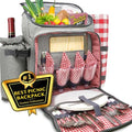 Nature Gear Picnic Backpack for 4, Insulated Picnic Set with Dinnerware, Wine Cooler, Blanket & Cutlery Service, Waterproof Outdoor Bag for Beach, Camping, Travel & Park, Red - color: Red