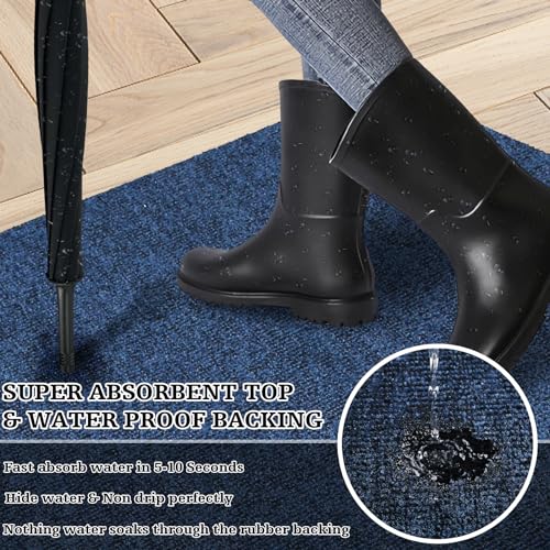 Door Mats-Thin Indoor Doormat-3' X 2' Large Front Door Mat for Outside-Non-Slip Entryway Rug-Low Profile Absorbent Doormat for Entryway Patio, Porch Garage, 36'' X 24'' - color: Blue, size: 2' x 3' (Rectangular)