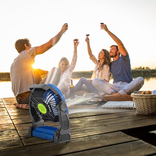 Portable Fan Rechargeable，270° Rotating Portable Cordless Battery Powered Camping Fan Rechargeable, USB Desk Personal Outdoor Camping Fans for Tents,Travel X23 Blue - color: Blue