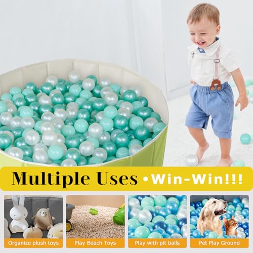 40Inch Kids Ball Pit, Foldable & Portable & Reusable Balls Pool for Toddlers,Playpen/Fence for Baby, Play Pool for Dog, Indoor & Outdoor Use, Oversized(Green Tea) - color: Green Tea