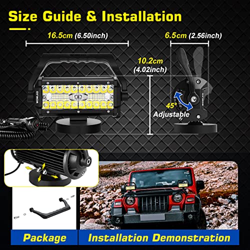 WFPOWER Portable LED Work Light with Magnetic Base, 120W Super Bright Waterproof Flood & Spot Lights Job Site Lighting Fog Lights for SUV Boat Bar Truck Outdoor Camping Car Repairing Emergency Lights - size: 7inch Combo Magnetic Lights
