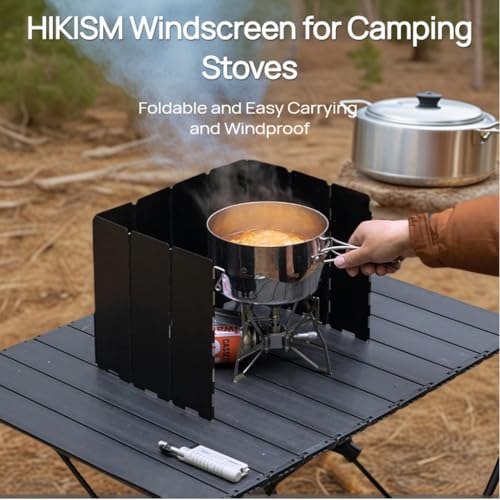 Black Camping Stove Windscreen,Lightweight Aluminum Outdoor Windshield Gas Stove Wind Screen for Camping, Wind Guard Glamping, Hiking, Picnic, Backpacking - color: black