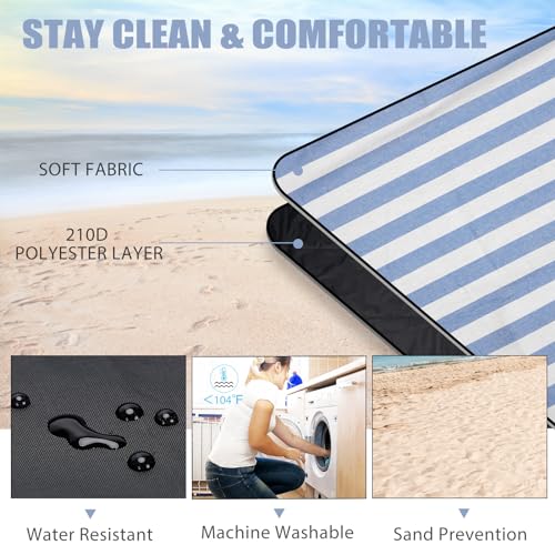 Picnic Outdoor Blankets Waterproof Extra Large - Beach Mat Sand Free Foldable with Carry Strap | Portable Camping Blanket | Park Blanket for Grass , Hiking, Travel, Concerts, Indoor (Cerulean Blue) - color: Cerulean Blue