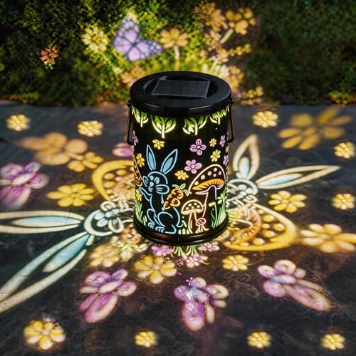 Solar Lanterns Outdoor Waterproof Mushroom & Rabbit Garden Decor, Gifts for Women Mother's Day Mom Grandma, Solar Lights Garden Haning Lights for Outside, Patio, Yard, Lawn, Porch - style: A Rabbit Mushroom