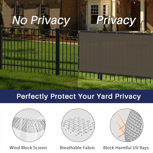 Windscreen4less 4' x 3' Privacy Fence Screen Heavy Duty Windscreen Fencing Mesh Fabric Shade Net Cover with Brass Grommtes for Outdoor Wall Garden Yard Pool Deck Brown - color: Brown, size: 4' x 3'