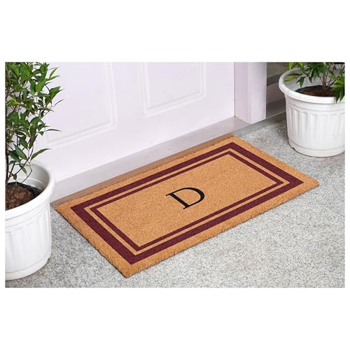 Calloway Mills 152992436D Burgundy Border 24" x 36" Monogram Doormat (Letter D) - color: Letter D, size: 2' x 3' (Yes)