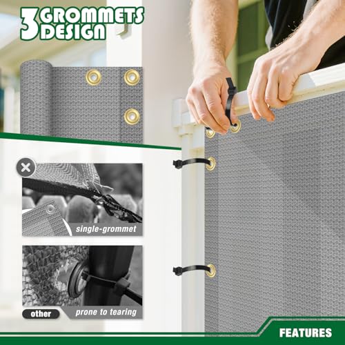 2.5'x12' Balcony Privacy Screen Fence Panels Outdoor Deck Shade Fencing, Apartments Railing Cover UV Protection Outside Screen for Patio Porch, Light Gray - color: Light Gray, size: 2.5'x12'