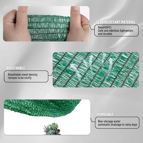 Cool Area 70% Sun Shade Cloth Mesh Tarp with Grommets for Plant Cover 6.5x16.5ft Patio Canopy Garden Pergola Greenhouse Car Barn Kennel Dark Green - color: 70% Shade-Dark Green, size: 6.5FTx16.5FT